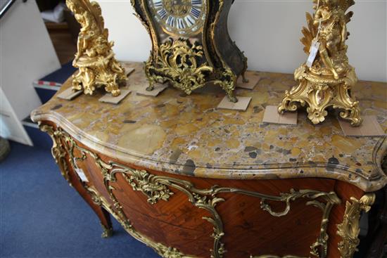 A Louis XV style ormolu mounted kingwood and marquetry bombe commode, W.4ft 8in. D.2ft H.3ft